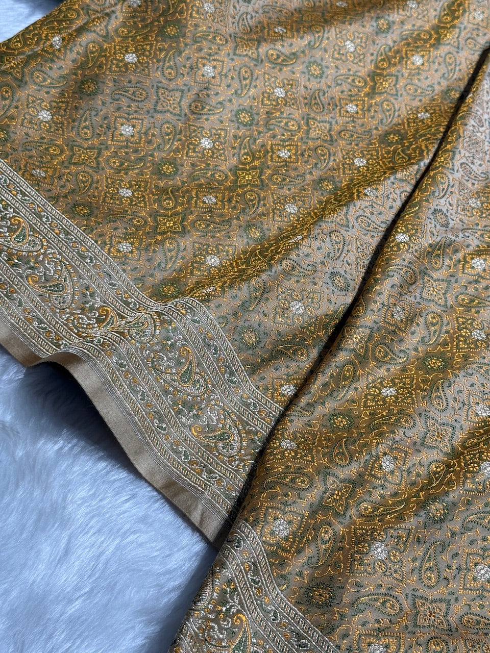 Tusser Jamawar Tanchoi Jaal Katan Silk Saree SKTM-19