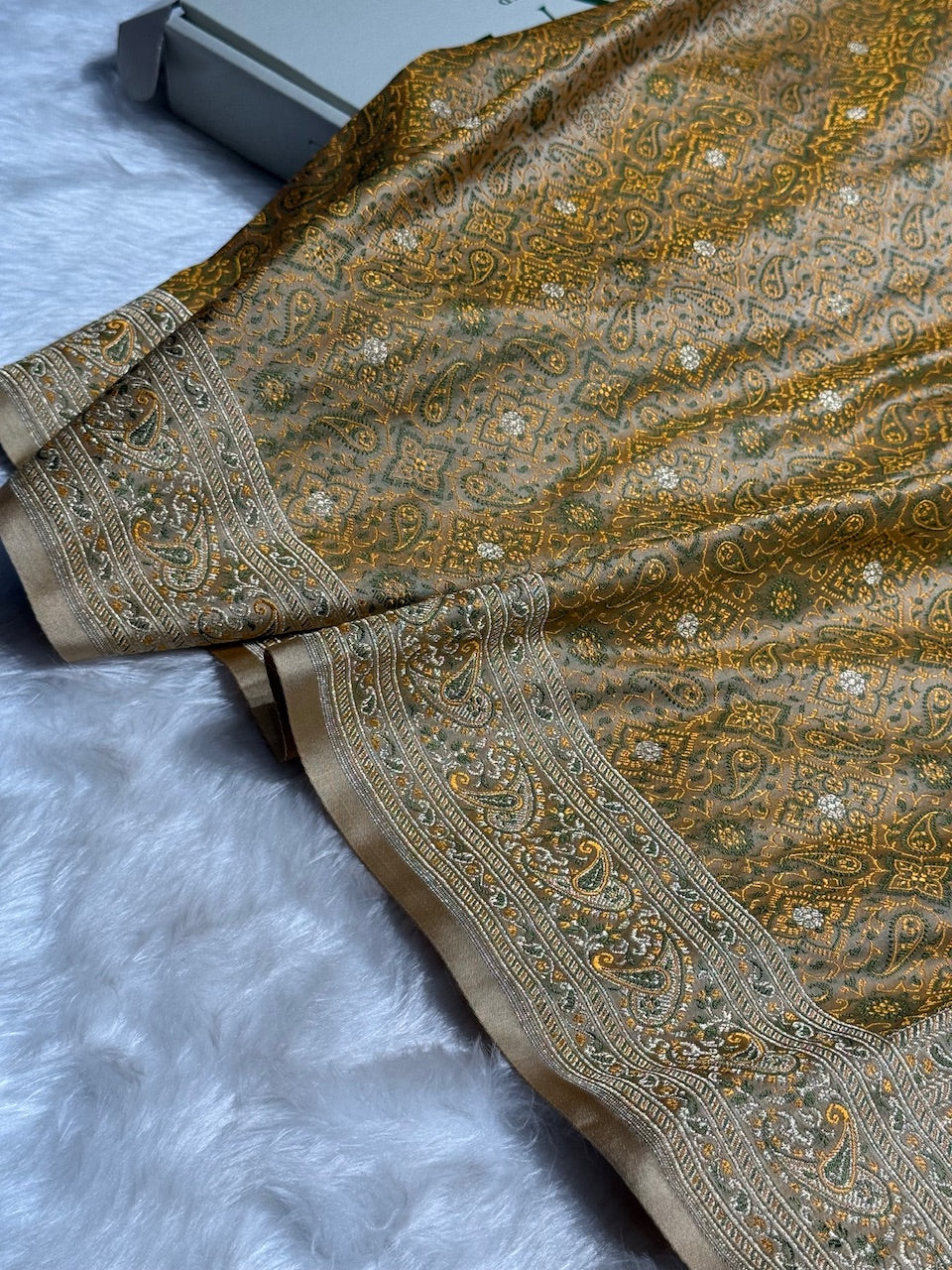 Tusser Jamawar Tanchoi Jaal Katan Silk Saree SKTM-19