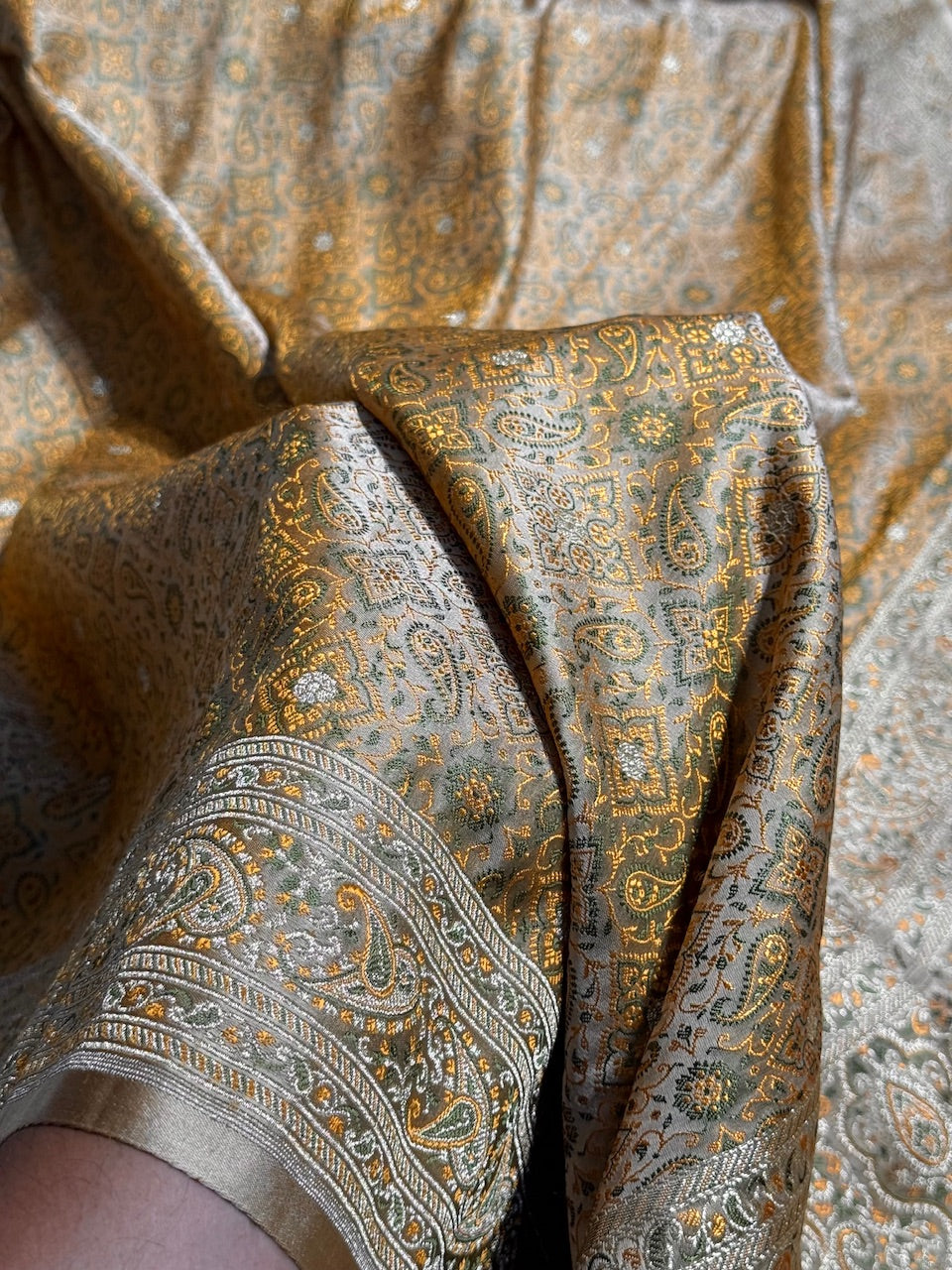 Tusser Jamawar Tanchoi Jaal Katan Silk Saree SKTM-19