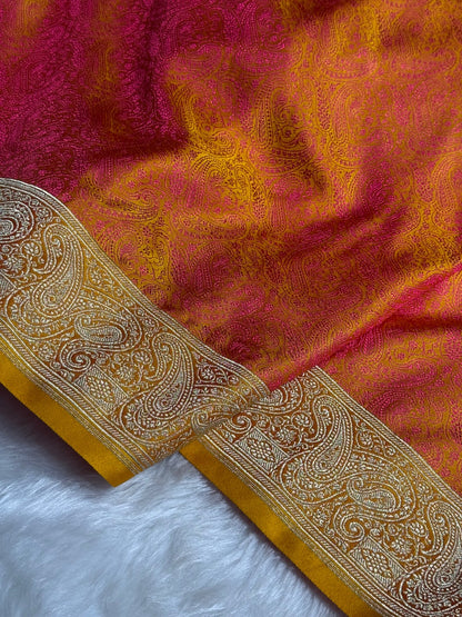 Gold Jamawar Tanchoi Jaal Katan Silk Saree SKTM-20