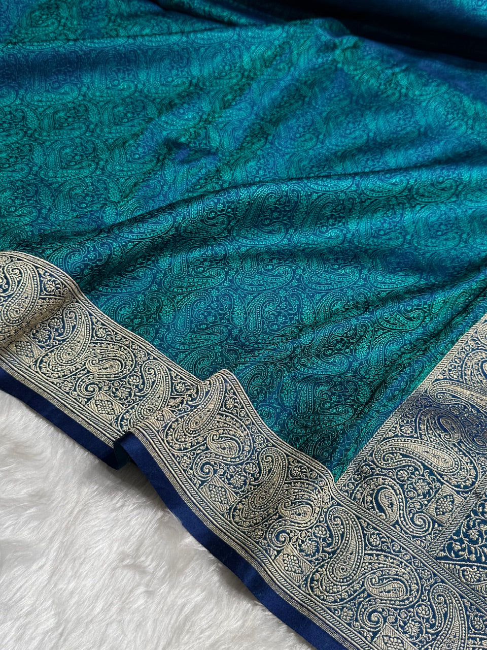 Peacock Jamawar Tanchoi Jaal Katan Silk Saree SKTM-20