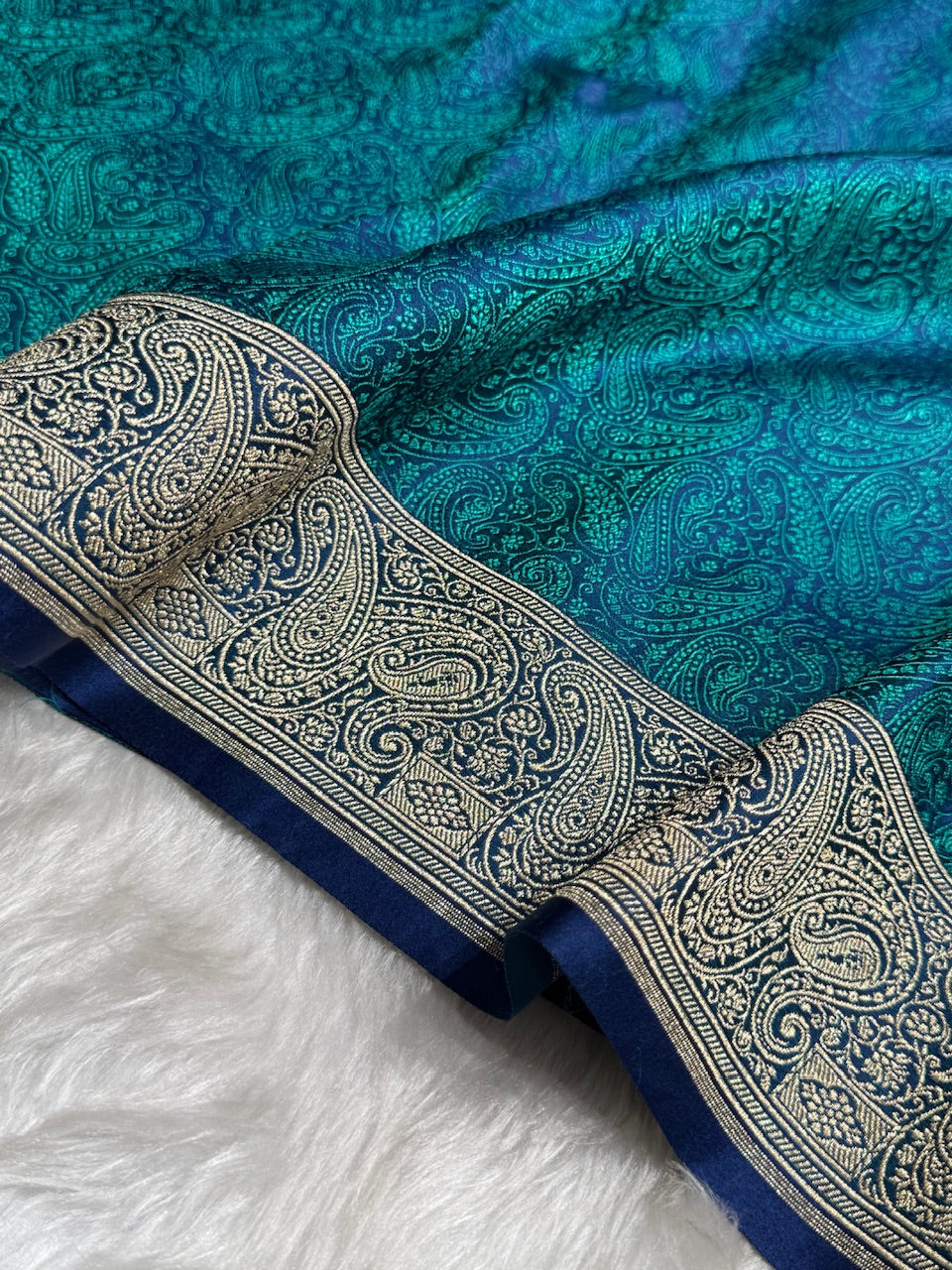 Peacock Jamawar Tanchoi Jaal Katan Silk Saree SKTM-20