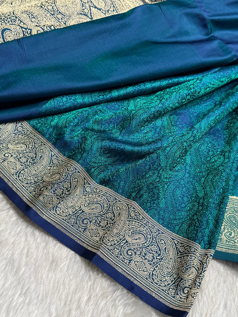 Peacock Jamawar Tanchoi Jaal Katan Silk Saree SKTM-20