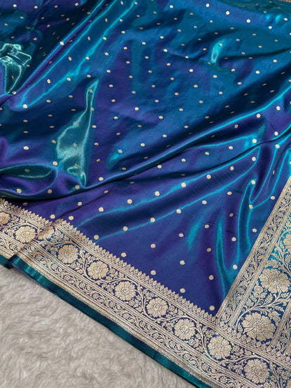 Satin Silk Dot Booti in Teal / Peacock Shades SS08