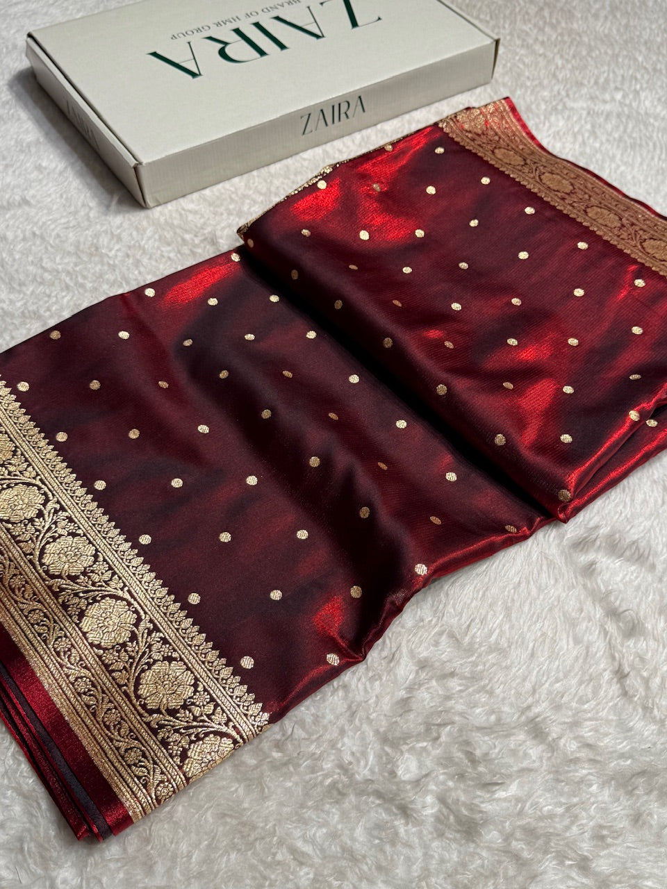 Satin Silk Dot Booti in Maroon Shades SS08
