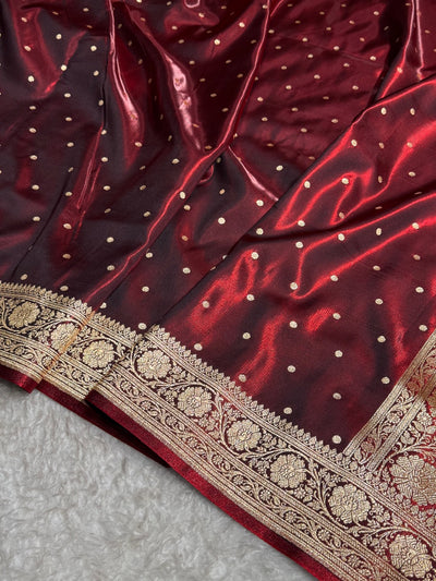 Satin Silk Dot Booti in Maroon Shades SS08