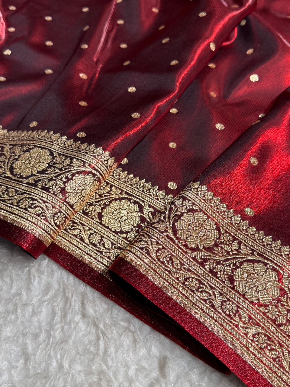 Satin Silk Dot Booti in Maroon Shades SS08