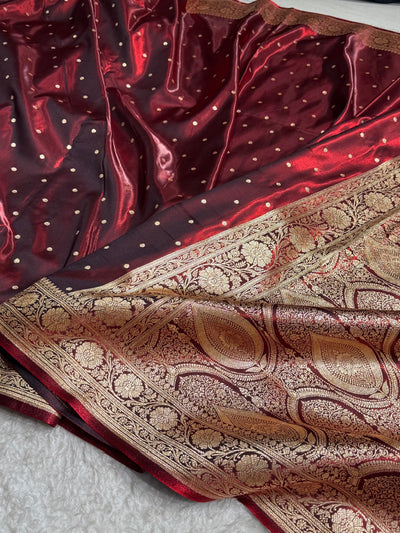 Satin Silk Dot Booti in Maroon Shades SS08