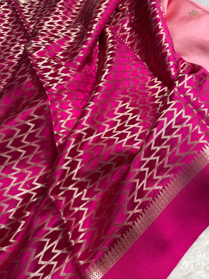 Baby Pink - Wine Shades Floral Booti Pure Caramel Mango Silk Saree