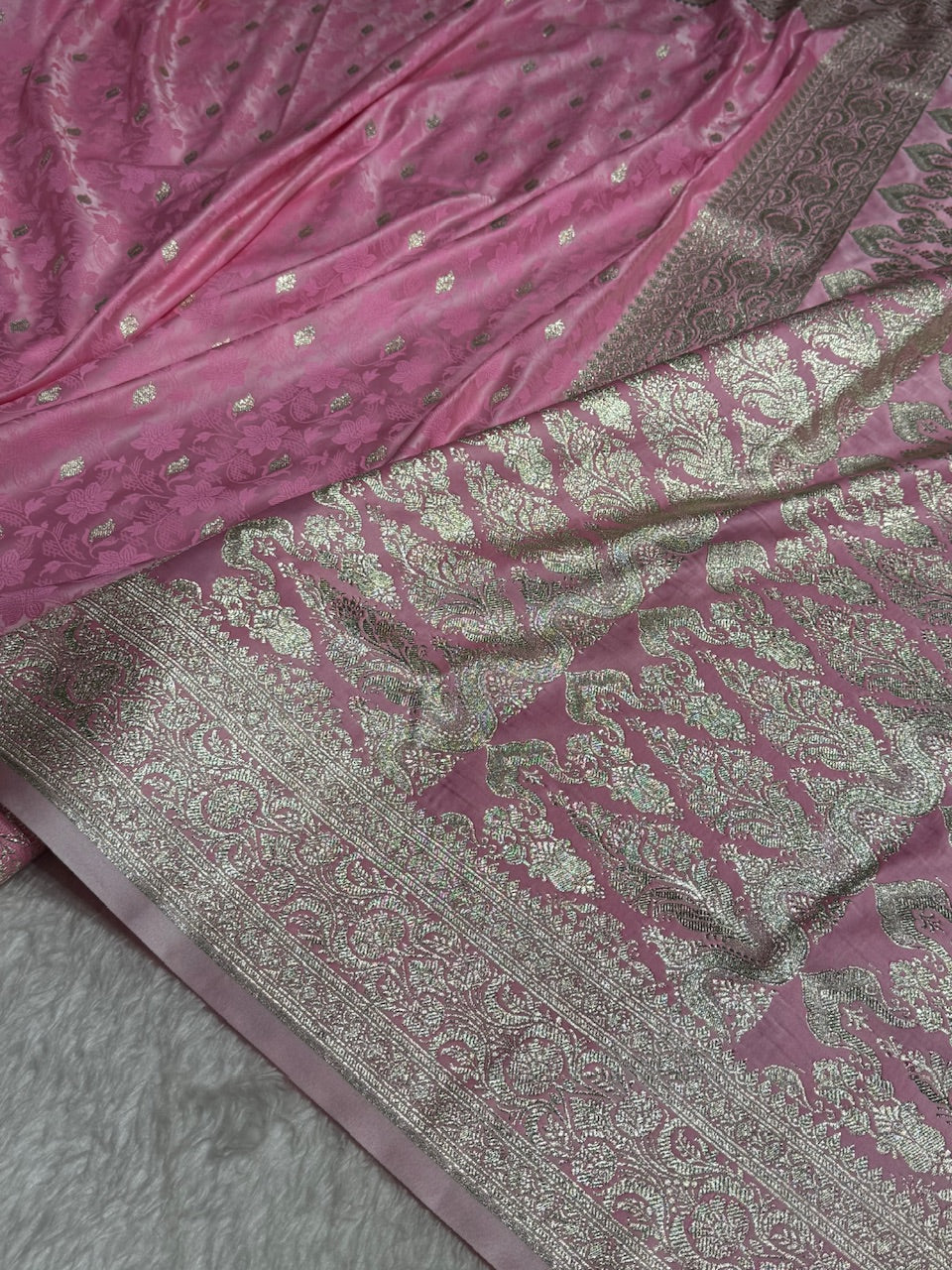 Pink Tanchoi Satin Katan Silk Saree SKTM-03