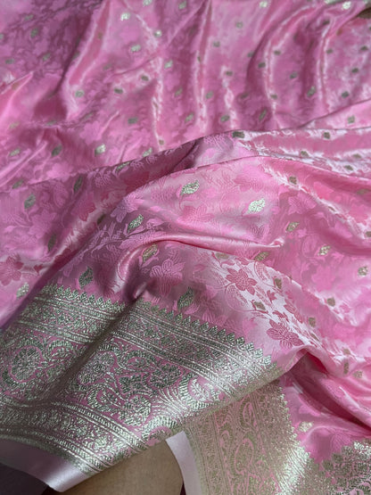 Pink Tanchoi Satin Katan Silk Saree SKTM-03