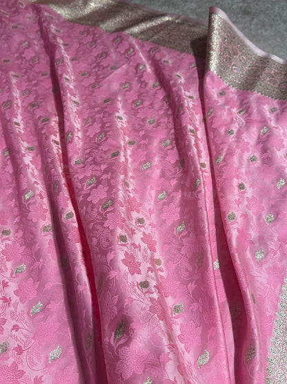 Pink Tanchoi Satin Katan Silk Saree SKTM-03
