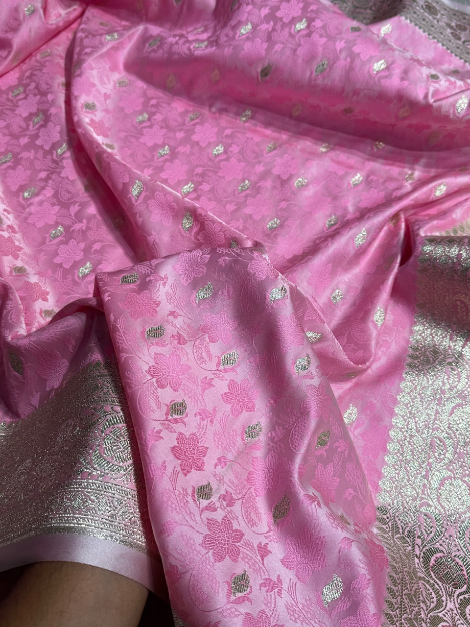 Pink Tanchoi Satin Katan Silk Saree SKTM-03