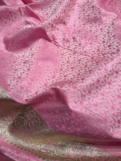 Pink Tanchoi Satin Katan Silk Saree SKTM-03