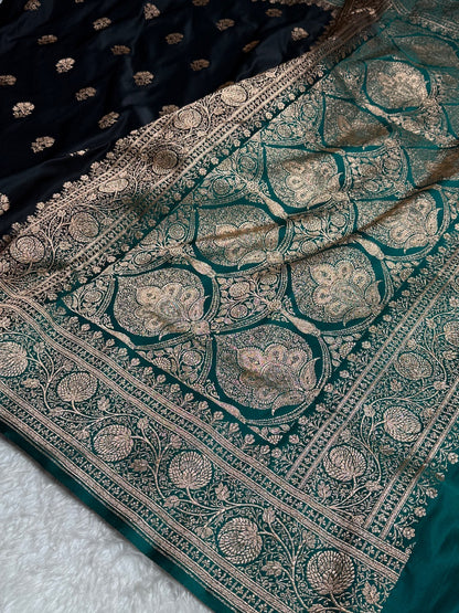 Black - Rama Banarasi Boota Katan Silk Saree