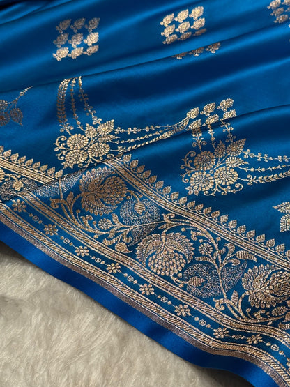 Firozy Floral Boota Satin Katan Silk saree SK34