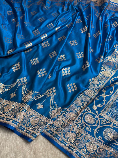 Firozy Floral Boota Satin Katan Silk saree SK34