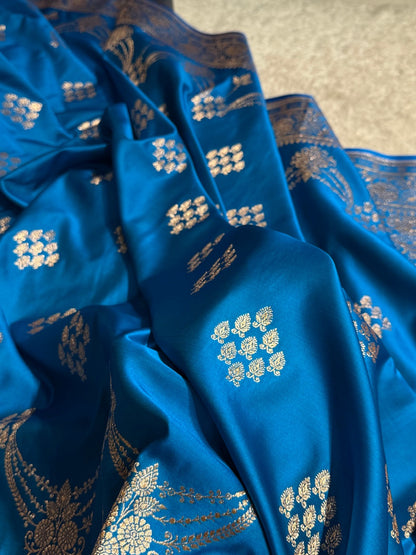Firozy Floral Boota Satin Katan Silk saree SK34