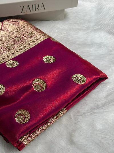 Chand Tara Reddish Magenta Chand Tara motif With Traditional Banarasi Swarovski Work BSS04 (R)