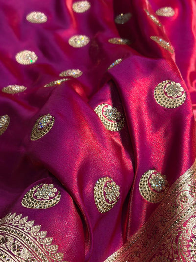 Chand Tara Reddish Magenta Chand Tara motif With Traditional Banarasi Swarovski Work BSS04 (R)