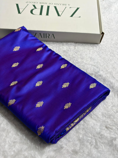 Banarasi Satin Katan Saree in Royal Blue Shades SK82