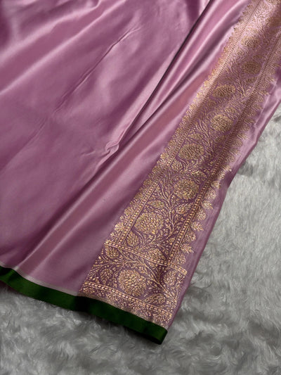 Banarasi Pastel Dusty Levender Shades Booti Satin  Katan Silk Saree SK09