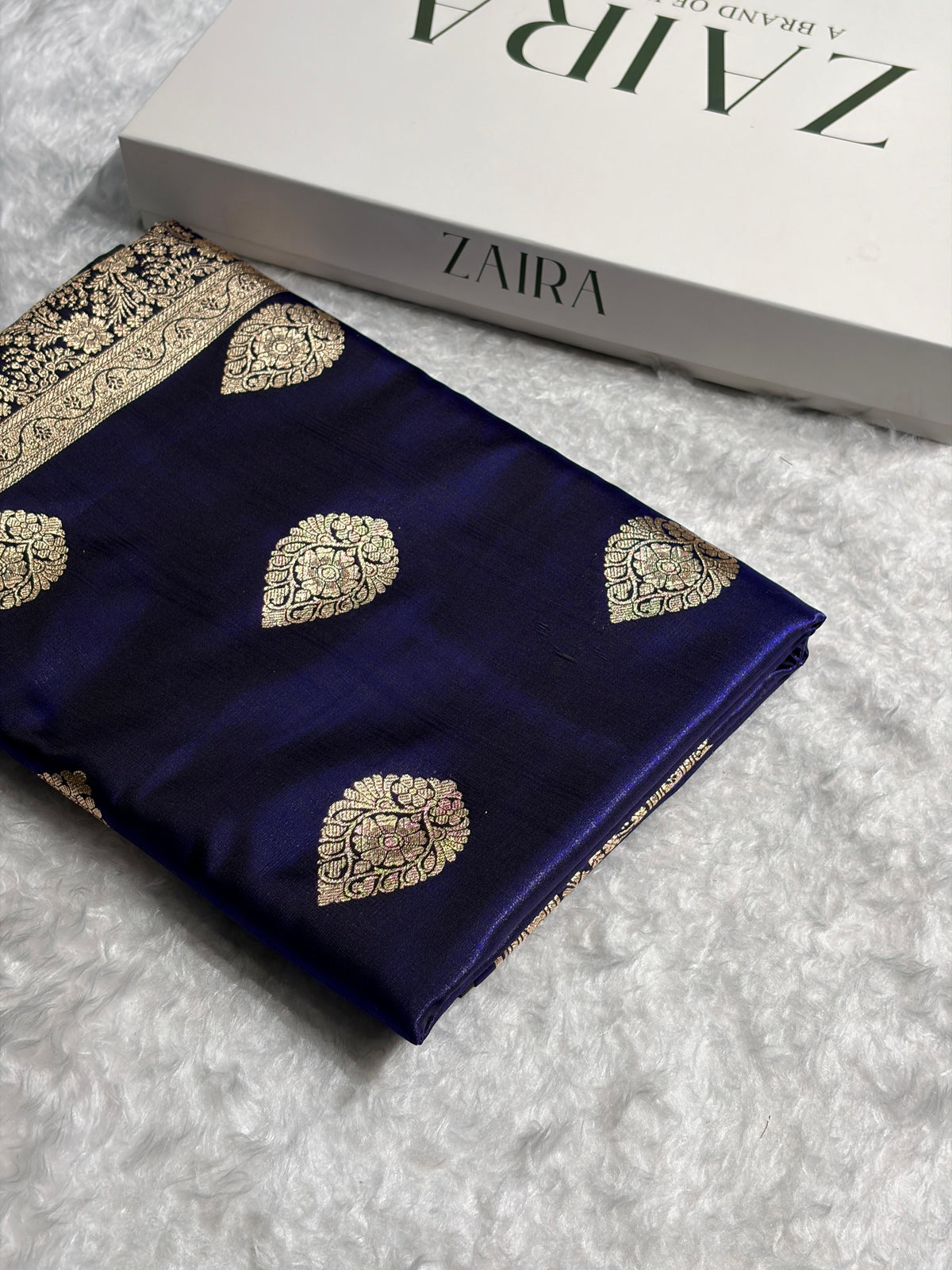 Banarasi Satin Silk Boota in Royal Blue Shades SS05