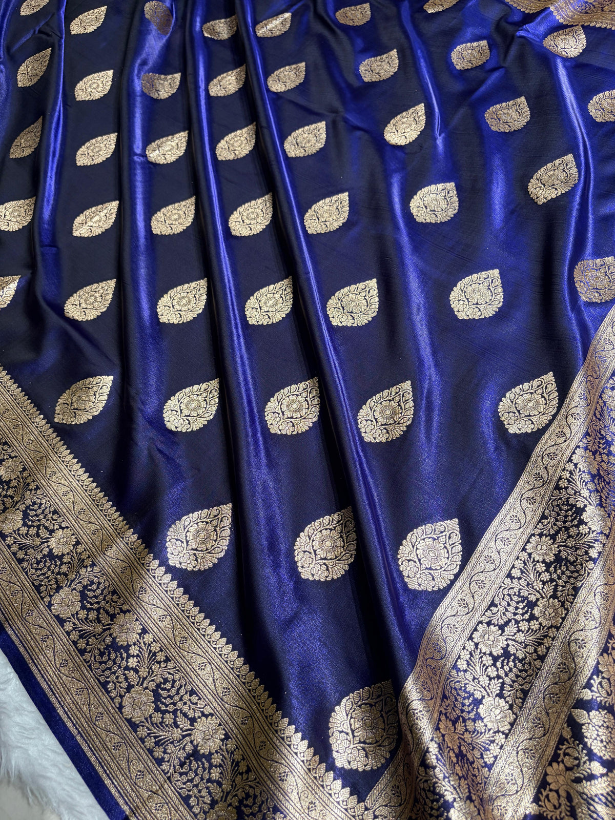Banarasi Satin Silk Boota in Royal Blue Shades SS05