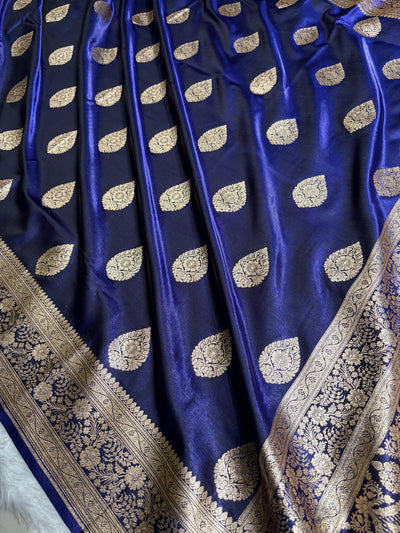 Banarasi Satin Silk Boota in Royal Blue Shades SS05