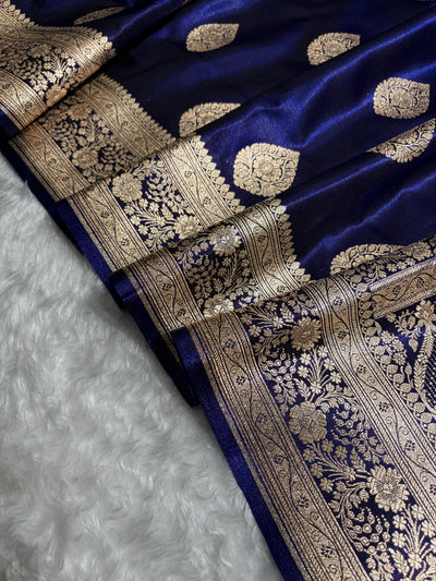 Banarasi Satin Silk Boota in Royal Blue Shades SS05