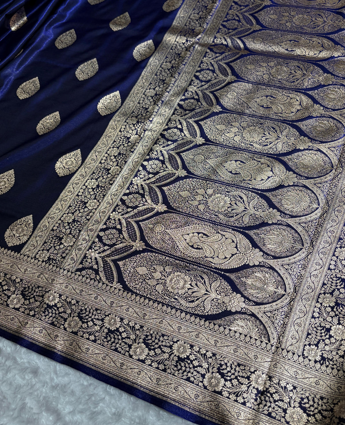 Banarasi Satin Silk Boota in Royal Blue Shades SS05