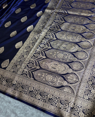 Banarasi Satin Silk Boota in Royal Blue Shades SS05