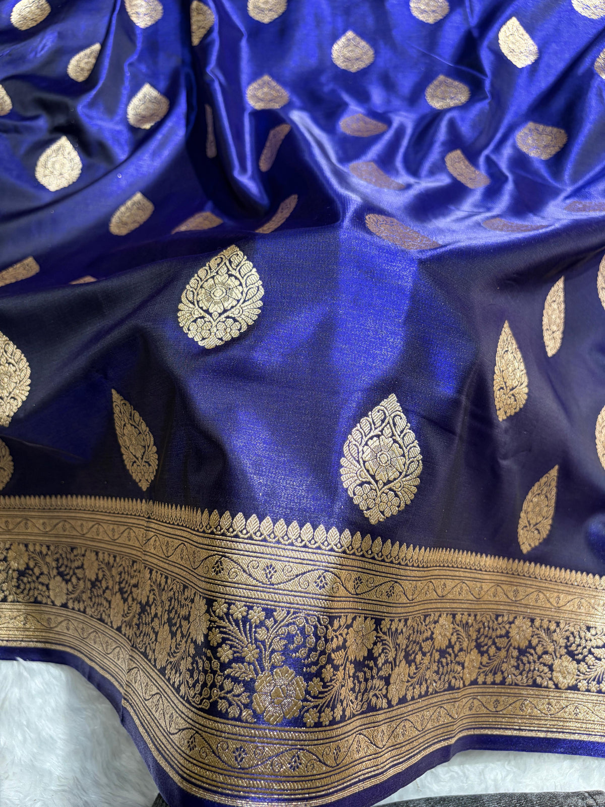 Banarasi Satin Silk Boota in Royal Blue Shades SS05
