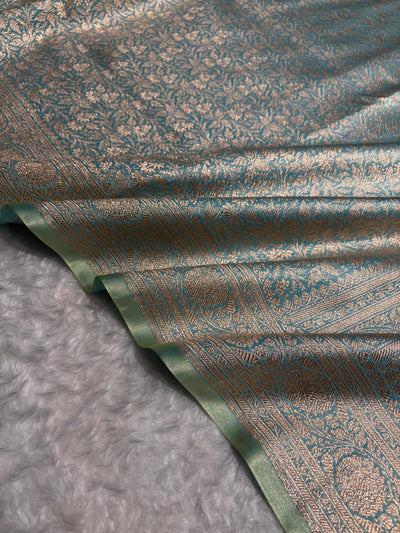 Powder Blue Shades Brocket Satin Silk Saree Banarasi Saree Shades SS30