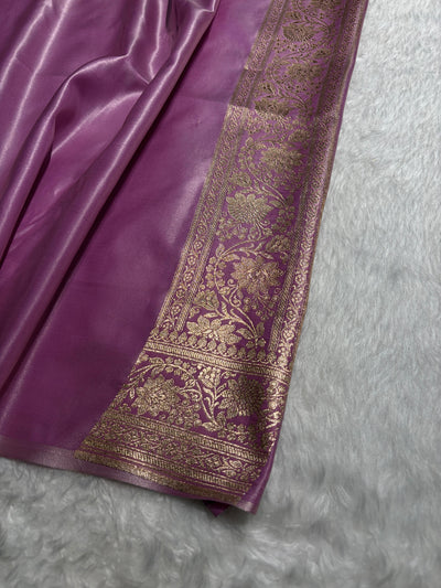 Banarasi Light Weight Satin Silk Lavender Shades SS10