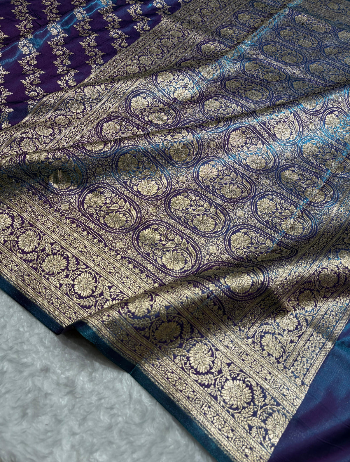 Cross Purple Shades Banarasi Satin Silk Saree SS32