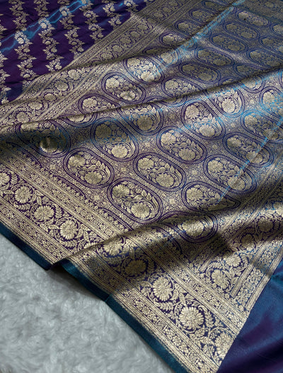 Cross Purple Shades Banarasi Satin Silk Saree SS32