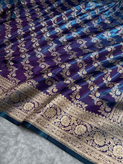 Cross Purple Shades Banarasi Satin Silk Saree SS32