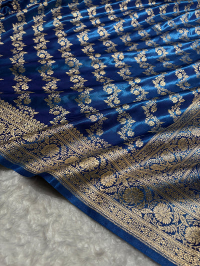 Cross Firozy Shades Banarasi Satin Silk Saree SS32