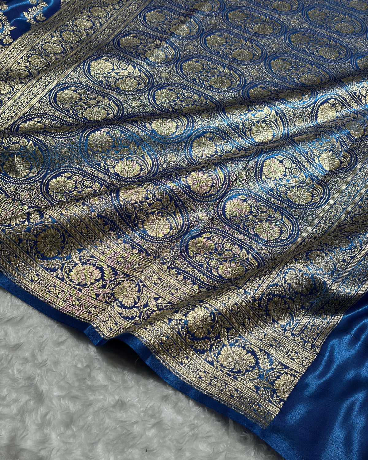 Cross Firozy Shades Banarasi Satin Silk Saree SS32