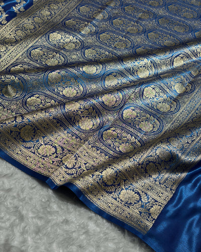 Cross Firozy Shades Banarasi Satin Silk Saree SS32