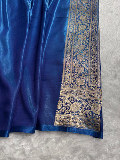 Cross Firozy Shades Banarasi Satin Silk Saree SS32