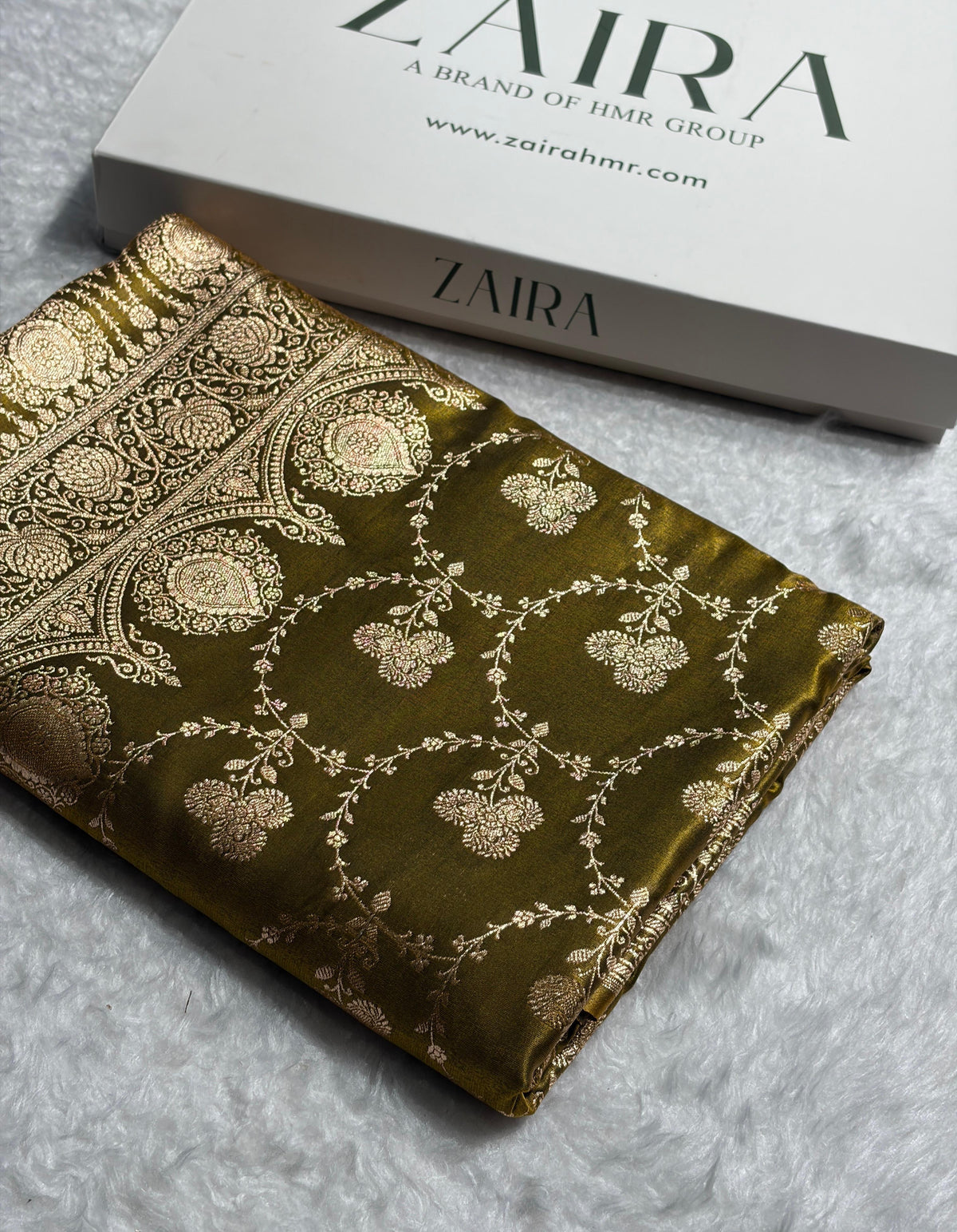 Banarasi Satin Silk Saree Jaal in Mehendi Green Shades SS23