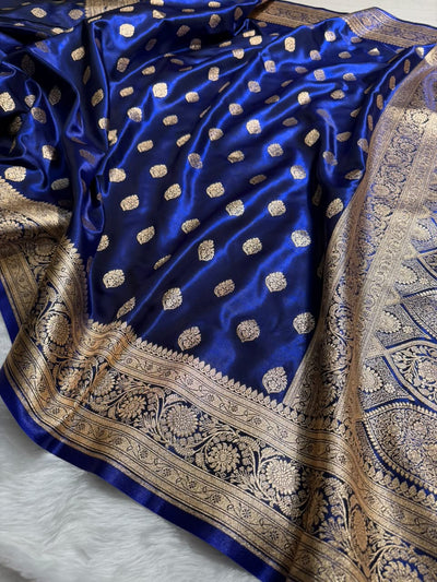 Banarasi Satin Silk Boota in Royal Blue  Shades SS03