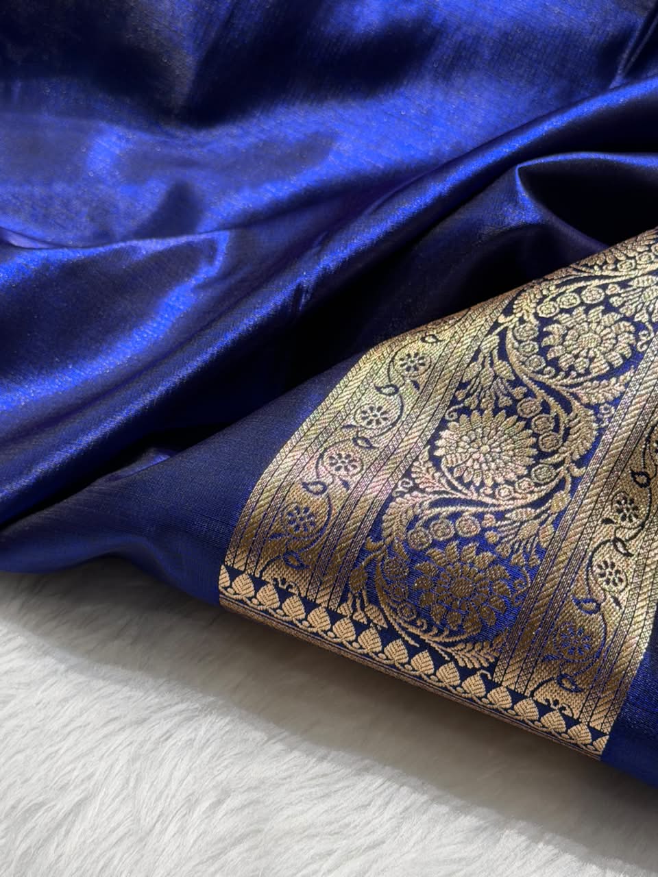 Banarasi Satin Silk Boota in Royal Blue  Shades SS03