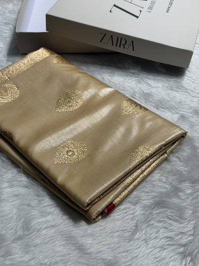 Banarasi Satin Silk Boota in Creem  Shades SS05