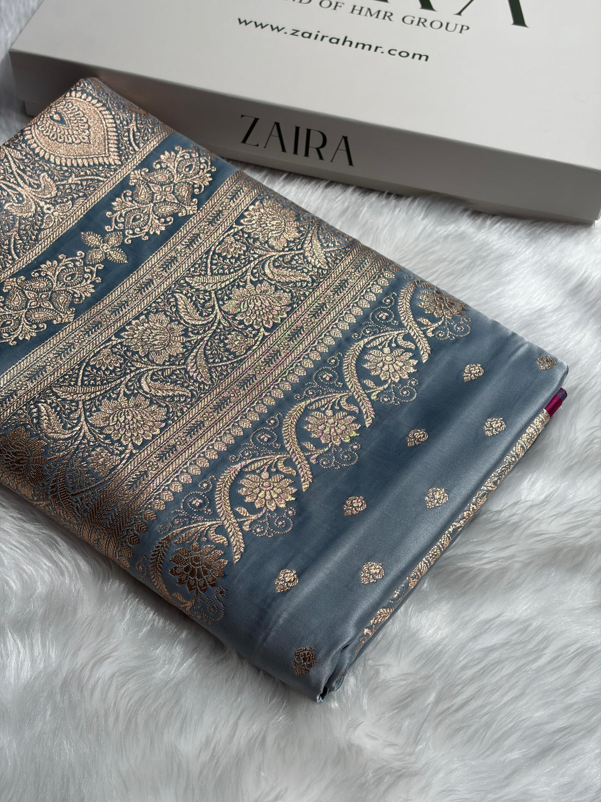 Katan Silk Saree In Powder Gray Shades SK08