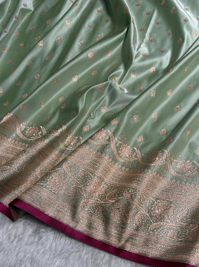 Banarasi Katan Silk Saree In  Pista Shades SK08