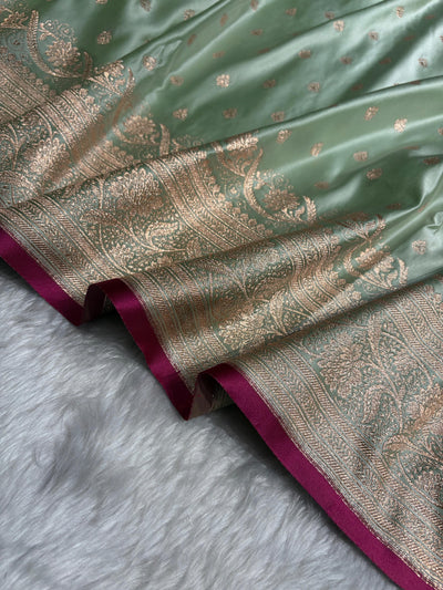 Banarasi Katan Silk Saree In  Pista Shades SK08