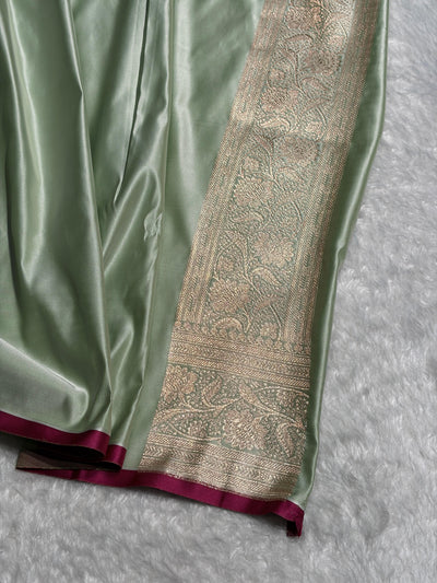 Banarasi Katan Silk Saree In  Pista Shades SK08